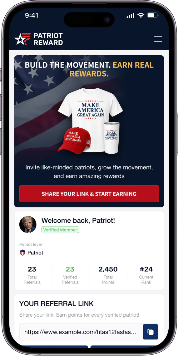 Patriot Loyalty mobile dashboard preview